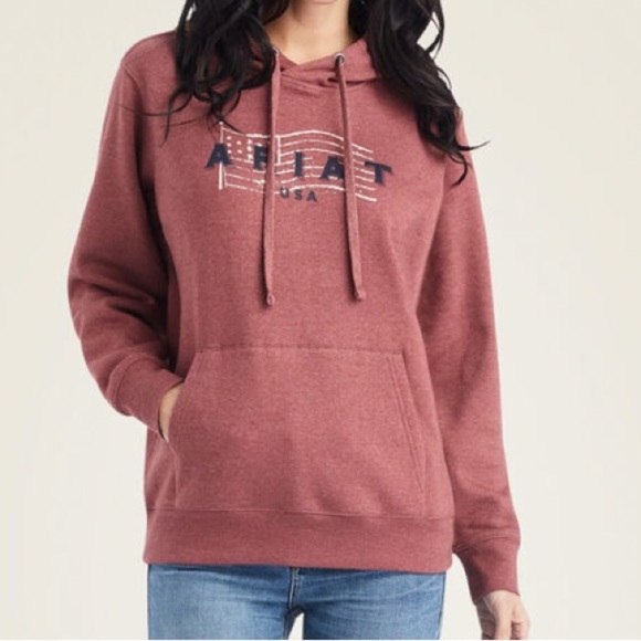Womens Ariat real hoodie Maroon western country comfy causal size medium USA​ - Picture 2 of 10